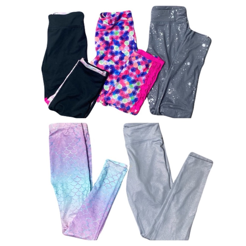 Lot of 5 Girl’s‎ Large Atheltic Leggings Yoga Cheer Dance